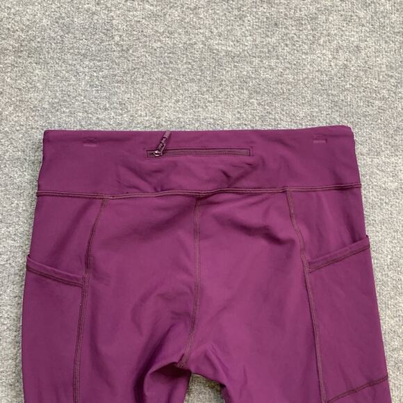 Lululemon Leggings Womens 10 Grape Stuff Stretch Scalloped Hem Pockets Low Rise - Picture 12 of 15